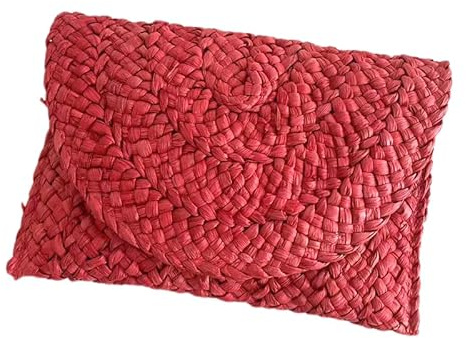 Qurlon Bolso de mano de paja para mujer, multicolor, tejido, pequeño, para playa, pajitas, para horno