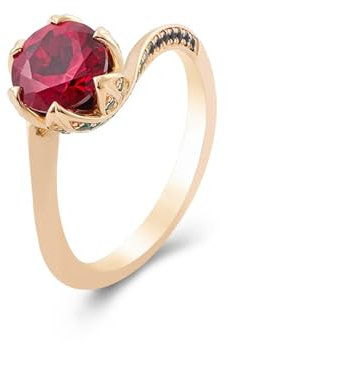 Epinki Ring 14K Au585 Gold, Solitärring Eheringe mit Labor Erstellt Rubin Rot Ovalschliff, Gelbgold 585 Bandringe Trauringe Damen Echtgold Schmuck, Individuelle Größen