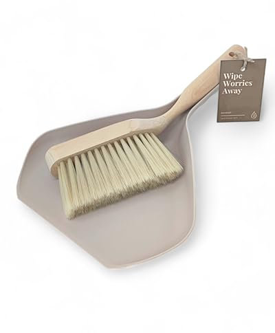 LIVLIG dustpan and broom set, sweeping set, made of recycled plastic and birch wood, beige