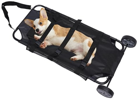 220lbs Large Dog Stretcher with Wheels 45 x 22 Pet Transport Trolley Animal Carrier Animal Stretcher Portable & Foldable Pet Trolley Dog Rescue Stainless Steel Stretcher