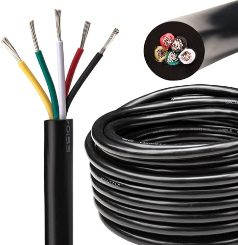 URCIANOW 18AWG 5 Core 0.75mm Cable 5M UL2464 Electrical Wire | 5x0.75mm² Stranded Tinned Copper Flex, 7.5A Current Capacity, for Pendant Lights, Chandeliers & Low Voltage Lighting Projects