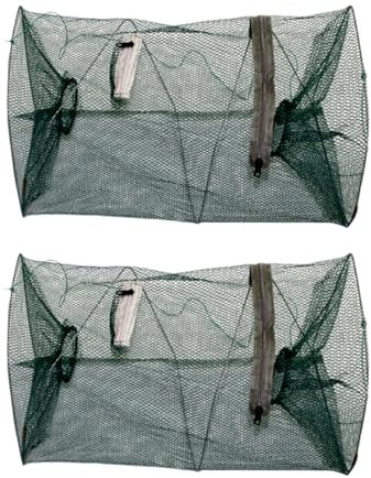 2 Stück Fischernetze, Zusammenklappbare Fischreusen, Quadratische Käfige, Hummernetze, Angelbodenkäfige, Einfache Fischkäfige, Geeignet Zum Angeln, Krabben Und Krebse