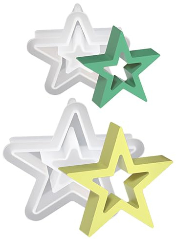 MEXRUMI Lot De 2 Moule Silicone, Moule Silicone Bougie Étoile,Diy Moule Forme En Silicone Étoile, Moule Silicone Convient Pour Chocolat Savon Bougies Glaçons