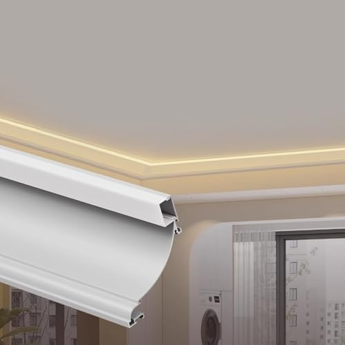 Corniche LED Plafond Profil de Plinthe LED Blanc, Éclairage de Moulure de Couronne Du Canal en Aluminium LED, Éclairage Indirect D'angle de Plafond, Pinceau de Plinthe Sans Lumières LED(27m/88.6ft)