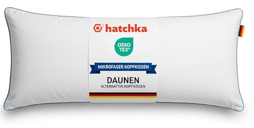Hatchka 2er Set Kopfkissen 40x80 - Hochwertige Mikrofaserfüllung - vegane Daunen Alternative, Flauschiges & gut gefülltes Kissen mit Reißverschluss, Für Allergiker geeignet (40x80 cm, 2, stück)