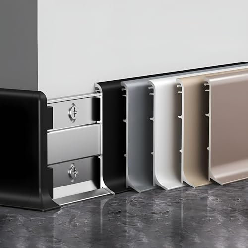 Raouoae Sockelleiste Für Laminat 6063-T5 Aluminiumlegierung Länge 125 Cm * 2 Stück Stark Und Stabil Leisten Boden Ideal Für Nahtlose Übergänge In Ihrem Zuhause(Schwarz,Höhe: 40mm)