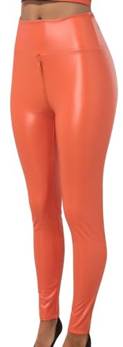 Leggins Donna Ecopelle Pantaloni in Pelle Eleganti Leggings Elastico Skinny Pantaloni Leggins Jeans Push Up Sexy Collant a Vita Alta Termici Tights Pantacollant Curvy Dimagranti da Sera Cerimonia