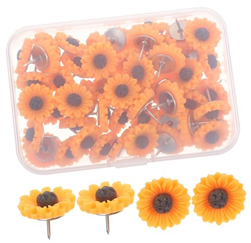Lurrose 50 Stück Sonnenblumenförmige Reißnägel Kompakte Korktafel Pinnnadeln Abriebfeste Büro Und Bastelstecknadeln Für Alltag Und Kartierung