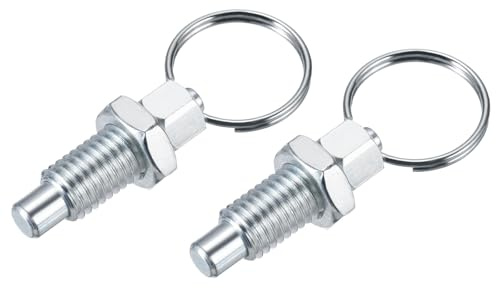 PATIKIL 2 Pcs Spring Plunger with Pull Ring, M12x1.75 Carbon Steel Pull Ring Indexing Plunger Retractable Spring Manual Plungers for Mould Cabinet Industrial Equipment