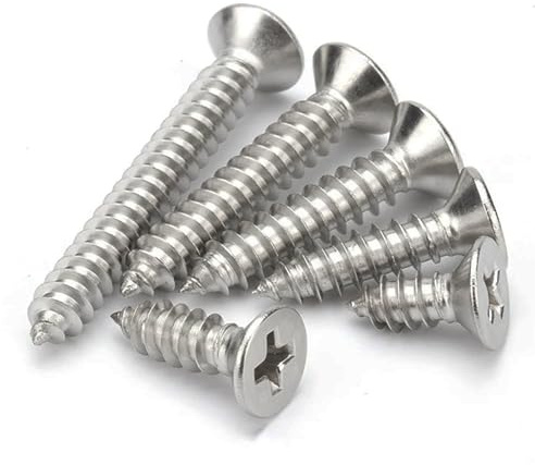 EBAIJQUO Lot de 100 vis à bois à tête plate Phillips M5 x 10 mm, en acier inoxydable 304, auto-taraudeuses, haute résistance pour la construction et la menuiserie