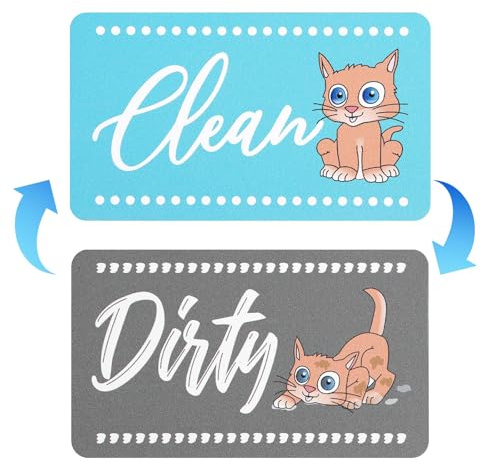 Gosknor Spülmaschinen-Magnetschild Clean Dirty, Süße Katze Sauberer Schmutziger Flip-Magnet Starker Halt für Edelstahl Geschirrspüler Doppelseitig Lustiges & Praktisches Küchen Gadget für Zuhause