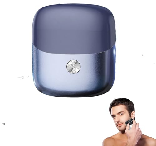 Mini Afeitadora Eléctrica Hombre, Afeitadora para uso en seco y húmedo, USB Recargable, Impermeable IPX7, Pocket Electric Shave para el Hogar Coche Viajes para Hogar Viajes Oficina (Azul)