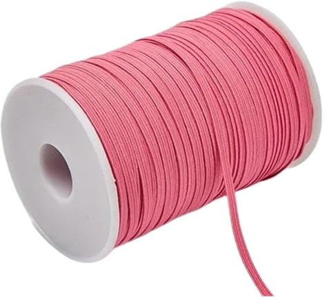Banda elástica de goma de colores de 3 mm y 6 mm for coser, cinta elástica de licra, adorno for tela, accesorios de bricolaje for prendas de vestir, elástica for coser.(Red2,6mm 100yards)