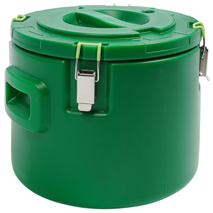Recipiente térmico de acero inoxidable de 15 L con tapa y cierre de sujeción, recipiente para alimentos con asas laterales y superiores, para alimentos calientes y fríos, recipiente de hielo