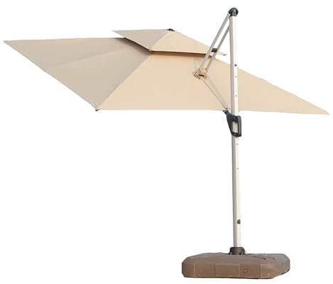 Parasol de Plage Double, Parasol de Jardin Exterieur D'Extérieur Rectangulaire Déporté, Parasols de Marché Rotatif à 360°, for Terrasse de Piscine, Jardin