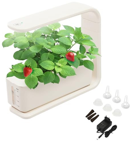 DHQCQL Hydroponic System, 15W Hydroponisches Anzuchtsystem mit 3 Pflanzkörbe & Adapter, Indoor Hydroponische Pflanzer mit LED-Lichtfarben, Einstellbares Smart Garden für Kleinen Früchten (Weiß)