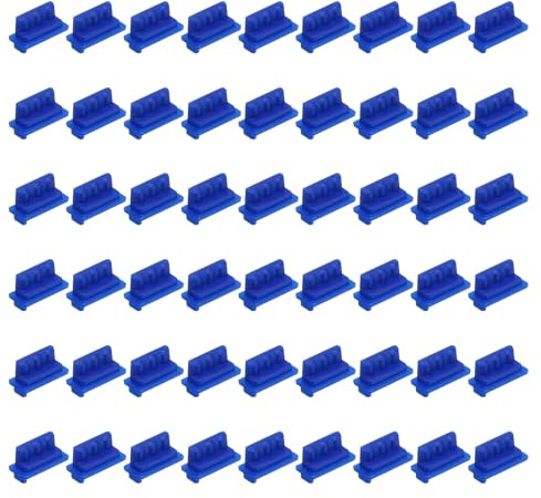 PATIKIL 0.6 Inch USB Type A Dust Plug, 60 Pcs Anti Dust Plug Cover Silicone Charging Cap Port Cover Protector Female End for USB Computer Cell Phone Port Device, Blue