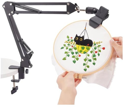 Lbvzxkad Stickständer Schwarz Sticktischständer-Set Handstickrahmenhalter 360 Drehbarer Stickhalterständer für Stickrahmen