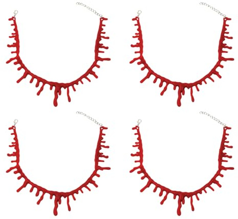 SAIIURV Lot de 4 colliers ras du cou en forme de gouttelettes de sang pour Halloween