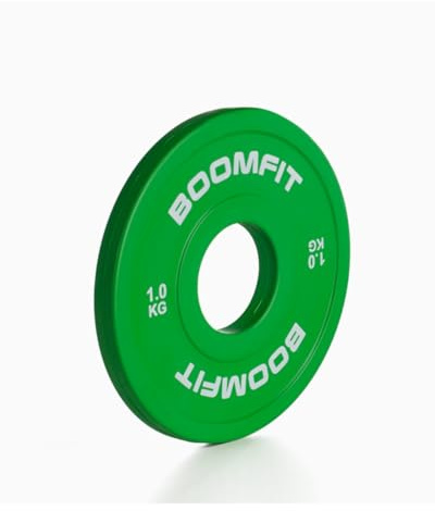 BOOMFIT Dischi Pesi Frazionati 1 kg per Bilanciere Olimpico 50 mm | Pesi per Bilanciere in Gomma Antigraffio | Disco Palestra Sovraccarico Progressivo | Venduto Singolarmente