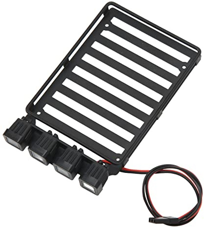RASTKY Axial SCX24 1/24 RC Crawler Roof Rack Luggage Carrier with LED Light, Durable and Wear-resistant RC Car Roof Rack, Great Decoration Space, Equipped with 4 White LED Lights for Night Driving,