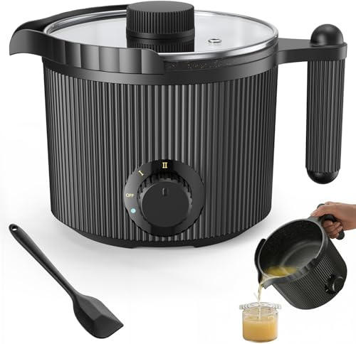FONCOOD Wax Melter,1.5L Wax Melter for Candle Making with Lid &Pour Spout,Wax Melting Pot for Making Scented Candles and Soaps Wax Melting Kit Includes Stirring Spoon
