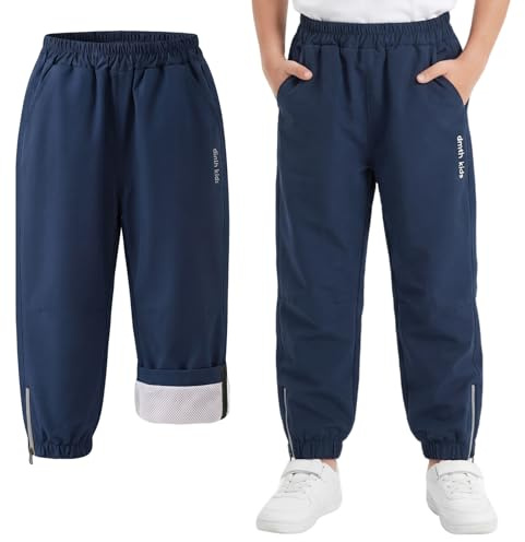 Baogaier Pantaloni da Trekking per Bambini, Antivento Impermeabili Pantalone con Fodera a Rete Antipioggia Ragazzi Traspiranti All'Aperto Autunno Primavera Abbigliamento 13-14 Anni, Blu