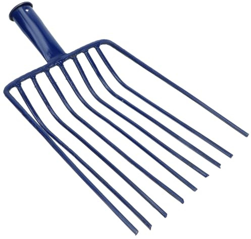 Happyyami Râteau à Neuf Dents en Acier Bleu pour Jardin et Maison, Outil Multifonction pour Pelle à Charbon et Désherbage, Améliore L'efficacité du Travail
