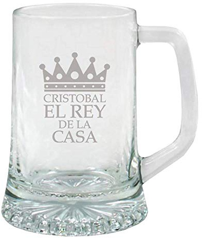 Regalo original para hombre: jarra de cerveza de cristal para 'el Rey de la casa' personalizada con nombre, el mejor regalo para cumpleaños o el Día del Padre