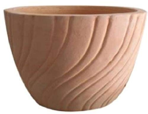 VASO CON RIGHE ONDULATE IN TERRACOTTA PER PIANTE E FIORI; DIAMETRO CM. 22, ALTEZZA CM. 19 – FATTO A MANO – ACCESSORI CASA/GIARDINO/TERRAZZO CIOTOLA COTTO