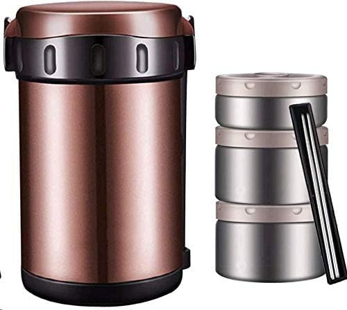 NOBLJX 1.8L Thermal Lunch Box, Stainless Steel, Vacuum Insulated, Leak-Proof, 3 Tiers, Portable, 12 Hours Hot, 8 Hours Cold, Minimalist Style