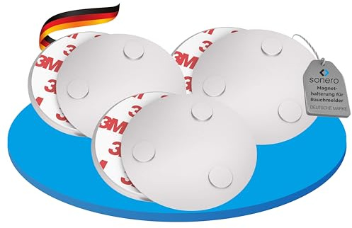 Sonero MH-070-03 Magnethalterung für Rauchmelder (Kohlenmonoxid-Detektor und andere Produkte) Durchmesser 70 mm Extra Starke Magnete, 3 Stück Magnethalterung, 3er Set