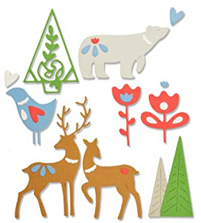 Sizzix 663413 Christmas Elements by Lisa Jones Stanzschablonen, Mehrfarben, Einheitsgröße