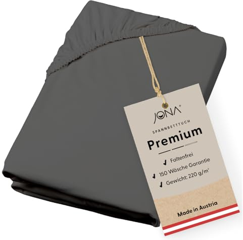 JONA SLEEP® Premium Spannbettlaken (140-160 x 200 cm) Jersey Baumwolle Schiefer - 220 g/m² - ÖKO-TEX 100 zertifziert - Made in Austria