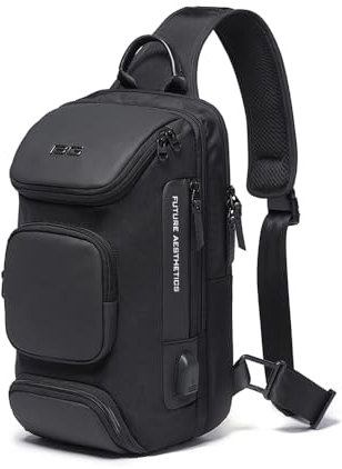 OZUKO Sling Bag Crossbody Bolsos Bandolera Hombre, Bolsa Antirobo de Hombro Bandoleras Cruzada con USB Bolsa de Mochila Sling Bag para Negocio Ciclismo Viaje (Negro 1)