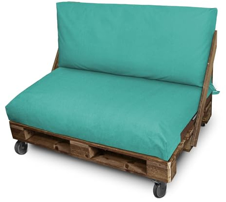 Happers Palettenkissen aus wasserdichtem Naylim für den Außenbereich 120x80 + 120x45 Türkis