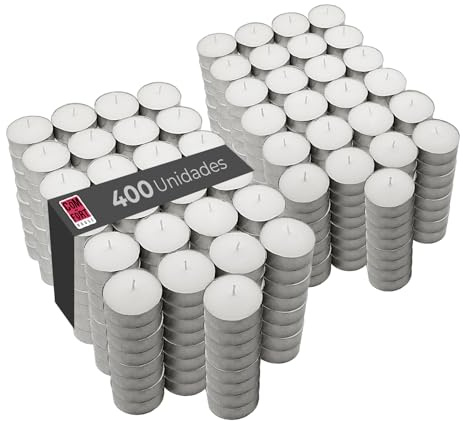 COM-FORT HOUSE | Velas de te Blancas | Pack velas de 400 Unidades | Velas de Té Calientaplatos | Tealight | 4 Horas de Duración | Velas Decorativas Sin Perfume |