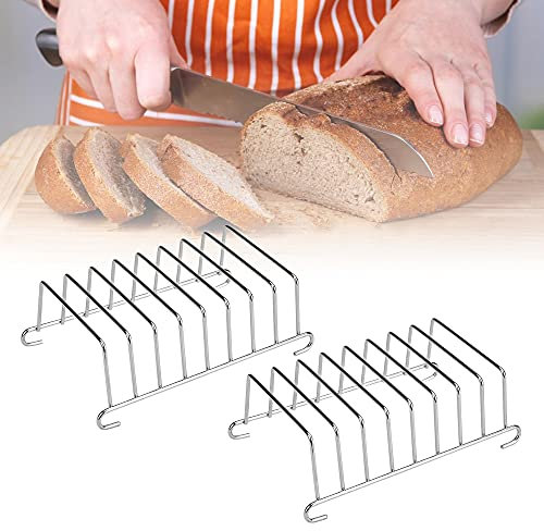 DURANTEY 2PCS Soporte para Tostadas de 8 Ranuras Porta Tostadas de Acero Inoxidable Soporte para Rejilla para Tostadas Plata Accesorios de Freidora de Aire para Pan Rejilla de Enfriamiento para Cocina