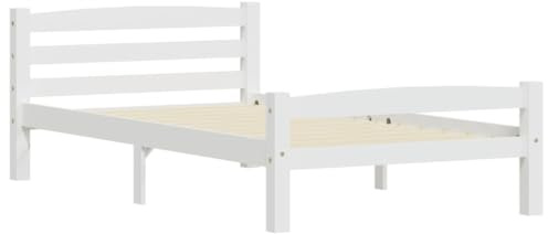 vidaXL Massivholzbett Einzelbett Bettgestell Bett Holzbett Bettrahmen Lattenrost Schlafzimmerbett Schlafzimmermöbel Weiß Kiefer 90x200cm