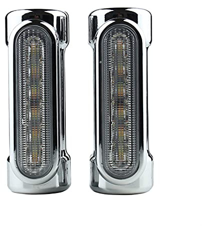 XIEJING Faro Moto，Fari Supplementari Switchback della Barra autostradale del Motociclo Che Guida la Luce Bianca con l'ambra a Turno per la Motocicletta Harley Touring Bikes Crash Bar (Color : Silver)
