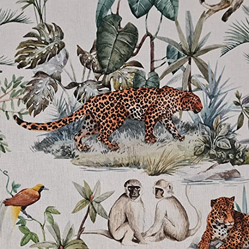 Stoff Baumwolle Meterware Leopard Affen Dschungel Dekostoff