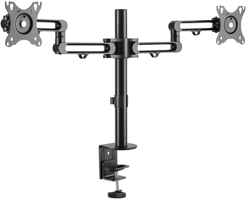 Eaton Tripp Lite DDR1327SDFC‑1 – Dual‑Monitor Flex‑Arm Serie – Full‑Motion Desktop Clamp Mount for 13–27″ Screens, 360° Rotation, Tilt & Swivel Adjustment, Steel Design, Black (B09KS75BFL)