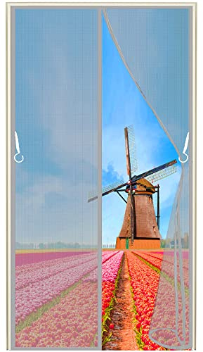 Magnet Fliegengitter Tür ohne Bohren, 95x210cm Magnetisch Fliegengitter Tür Insektenschutz, Magnete Automatisch schließen, für Terrassentür Balkontür, Grau, 663 Größe