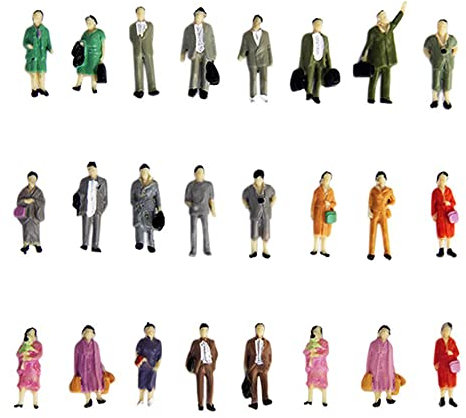 for FACULX 50 Pieces People Figurines 1:87 Model Trains Architectural Plastic People Figures Tiny People O Gauge Sitting and Standing for Miniature Scenes
