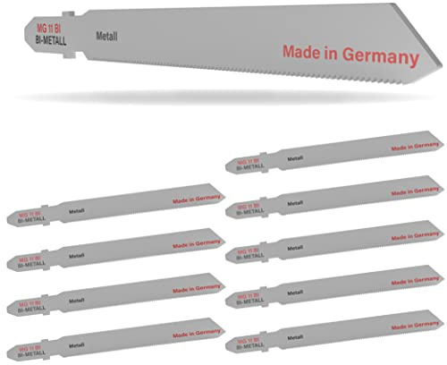 10x Lama universale per seghetto alternativo MG 11 Bimetal per lamiere sottili di acciaio e acciaio inox da 3 mm - 76,5x7,8x1,0 mm, ZPZ 21 - compatibile ad es. con Black&Decker AEG Bosch