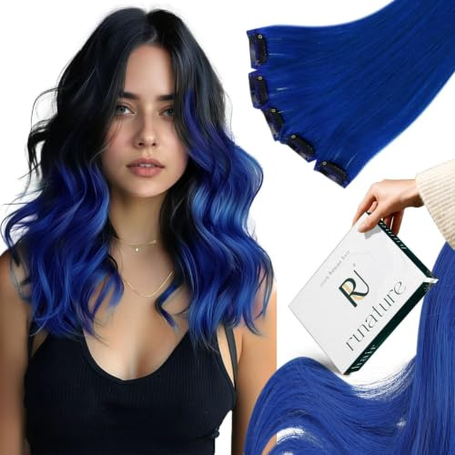 RUNATURE Extension Clip Capelli Veri Blu 35cm 5 Pcs 25g