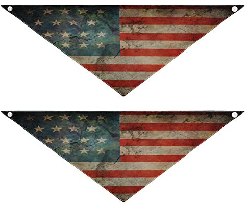 2 Stück Hundehalstücher Haustier Bandana Schal Druckknopf Dreieck Lätzchen Halstuch Set Haustier Urlaub Zubehör Dekor für kleine bis große Welpen Hunde Katzen Medium Grunge USA Flagge