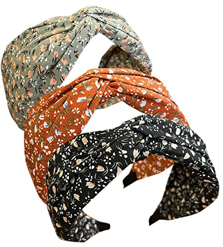 3PCS Stirnbänder für Frauen Haare Boho Wrap Tie Mode Haarbänder Elastische Twist Haartuch Hübsche Fliege Breite Alice Haarbänder für Frauen Uk und Mädchen