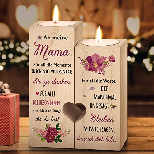Geschenke für Mama Weihnachten – Kerzenhalter mit liebevoller Gravur – Geburtstagsgeschenk für Mama Muttertag, Geburtstag oder Weihnachten, Muttertagsgeschenk Kerze, Nützliche Geschenk