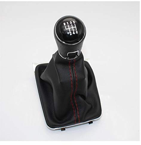 VOIV Schaltknauf Schalthebel Für VW Für Golf 7 Für MK7 Für GTD Für GTI Für Variante 2013-2018 Auto-Styling 6-Gang Schalthebel Schaltknauf Lederstiefel Rote Linie